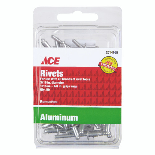 Ace 3/16 in. D X 1/8 in. Aluminum Rivets Silver 50 pk