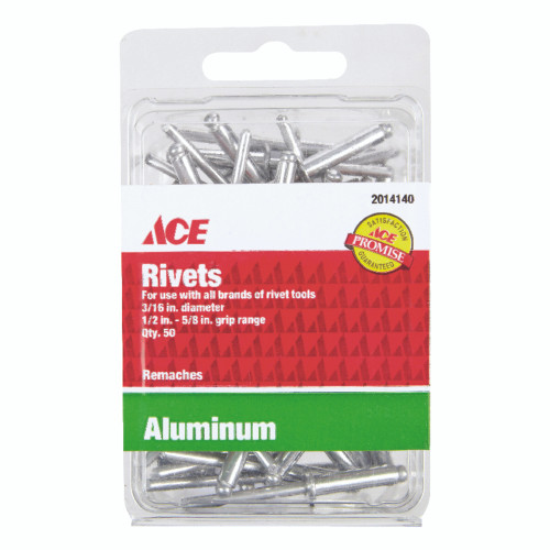 Ace 3/16 in. D X 5/8 in. Aluminum Rivets Silver 50 pk
