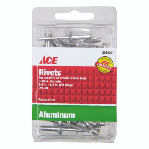 Ace 3/16 in. D X 1/2 in. Aluminum Rivets Silver 50 pk