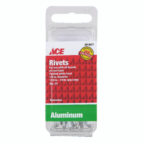 Ace 1/8 in. D X 1/8 in. Aluminum Rivets White 25 pk