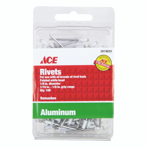 Ace 1/8 in. D X 1/8 in. Aluminum Blind Rivets White 100 pk