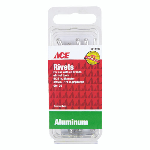 Ace 5/32 in. D X 1/4 in. Aluminum Rivets Silver 20 pk