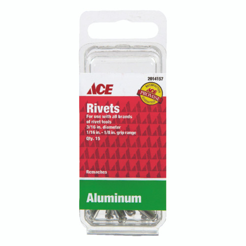 Ace 3/16 in. D X 1/8 in. Aluminum Rivets Silver 15 pk