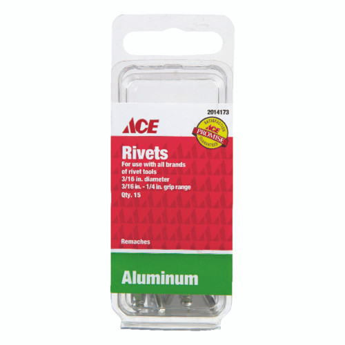 Ace 3/16 in. D X 1/4 in. Aluminum Rivets Silver 15 pk