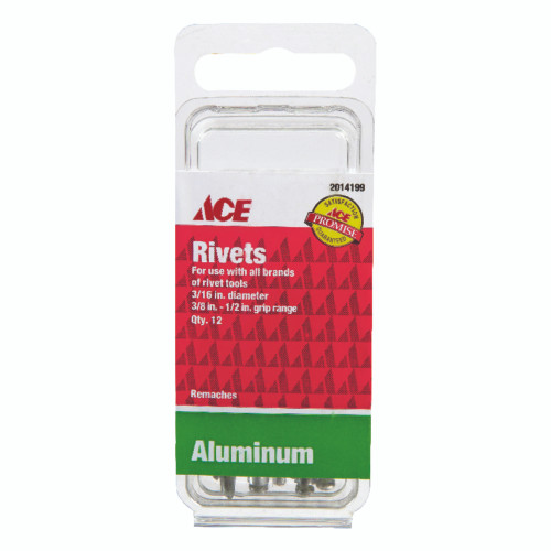 Ace 3/16 in. D X 1/2 in. Aluminum Rivets Silver 12 pk