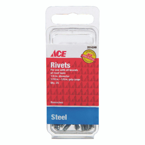 Ace 1/8 in. D X 1/8 in. Steel Rivets Silver 25 pk