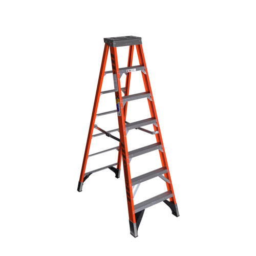 Werner 7 ft. H Fiberglass Step Ladder Type IAA 375 lb. capacity