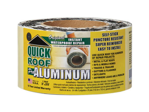 Quick Roof 3 in. W X 25 ft. L Aluminum Self Stick Waterproof Repair Kit Silver