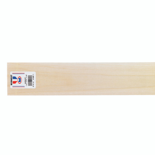 Midwest Products 1/4 in. X 3 in. W X 2 ft. L Basswood Sheet #2/BTR Premium Grade