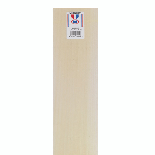 Midwest Products 1/8 in. X 4 in. W X 2 ft. L Basswood Sheet #2/BTR Premium Grade