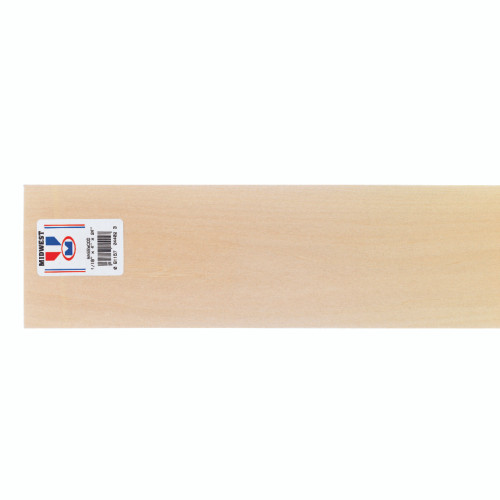 Midwest Products 1/16 in. X 4 in. W X 2 ft. L Basswood Sheet #2/BTR Premium Grade