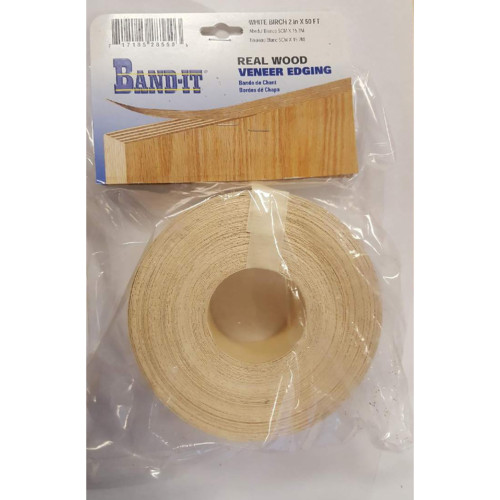 Band-It .030 in. X 2 in. W X 50 ft. L White Birch Real Wood Veneer Edging #2/BTR Premium Grade