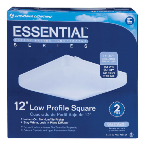 Lithonia Lighting 3.25 in. H X 12 in. W X 12 in. L Fluorescent Light Fixture