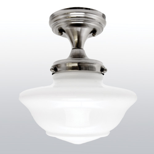 Design House Schoolhouse 10 in. H X 8.8 in. W X 8.8 in. L Satin Nickel Ceiling Fixture