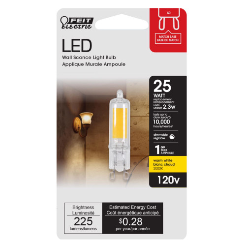 Feit LED Specialty Wedge G9 LED Bulb Soft White 25 Watt Equivalence 1 pk