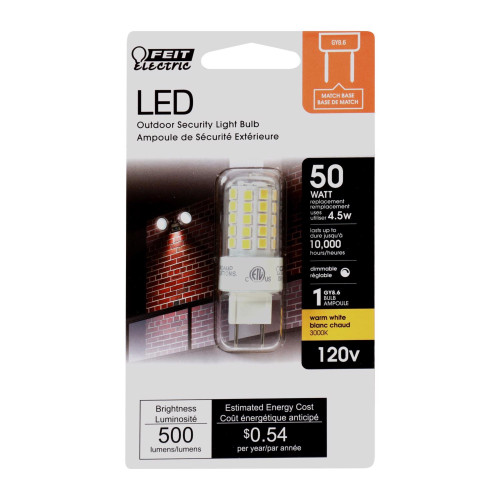 Feit LED GY8.6 GY8.6 LED Bulb Warm White 50 Watt Equivalence 1 pk