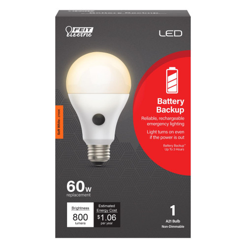 Feit LED Intellibulb A21 E26 (Medium) LED Light Bulb Soft White 60 Watt Equivalence 1 pk