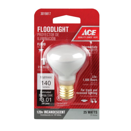 Ace 25 W R14 Floodlight Incandescent Light Bulb Intermediate Base Soft White 1 pk