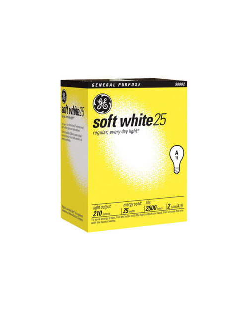 GE 25 W A19 A-Line Incandescent Bulb E26 (Medium) Soft White 2 pk
