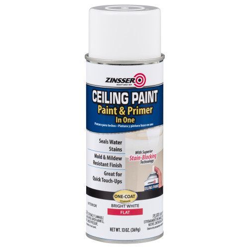 Zinsser Flat Bright White Water-Based Ceiling Paint and Primer in One Interior 13 oz