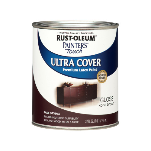 Rust-Oleum Painters Touch Gloss Kona Brown Ultra Cover Paint Exterior and Interior 1 qt