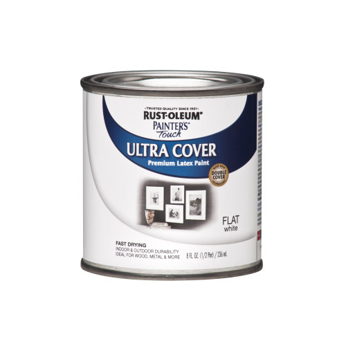 Rust-Oleum Painters Flat White Water-Based Ultra Cover Paint Exterior and Interior 0.5 pt