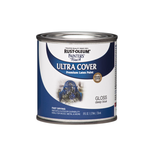 Rust-Oleum Painter's Touch Gloss Deep Blue Water-Based Protective Enamel Exterior and Interior 8 oz