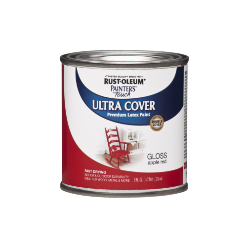 Rust-Oleum Painters Touch Apple Red Water-Based Ultra Cover Paint Exterior and Interior 8 oz