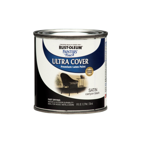 Rust-Oleum Ultra Cover Satin Canyon Black Paint Exterior and Interior 8 oz
