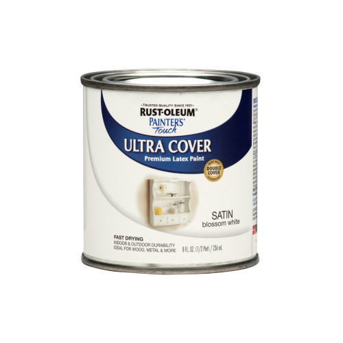 Rust-Oleum Painters Touch Ultra Cover Satin Blossom White Paint Exterior and Interior 0.5 pt