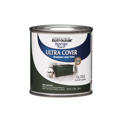 Rust-Oleum Painters Touch Ultra Cover Gloss Hunter Green Water-Based Paint Exterior and Interior 8 o