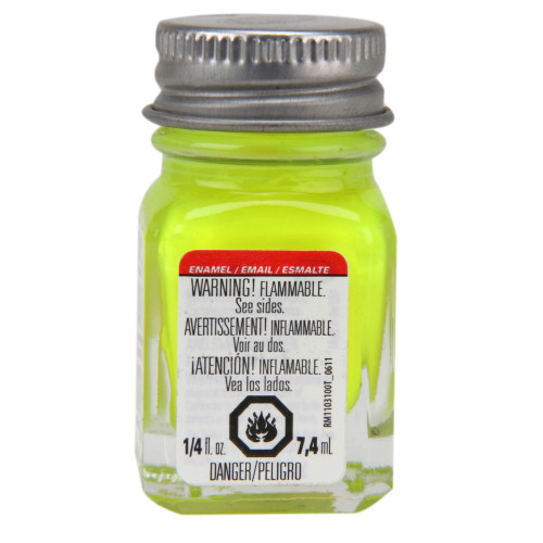 Testors Fluorescent Yellow Enamel Paint Interior 0.25 oz