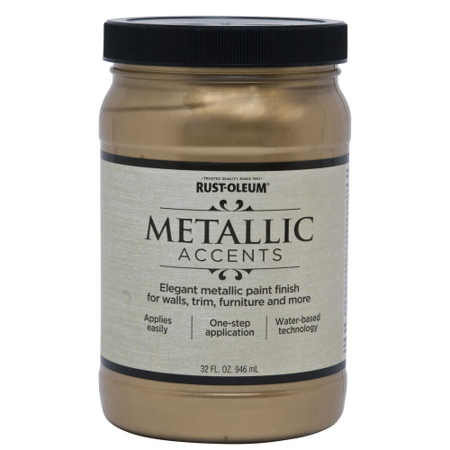 Rust-Oleum Metallic Accents Metallic Soft Gold Water-Based Paint Exterior and Interior 1 qt