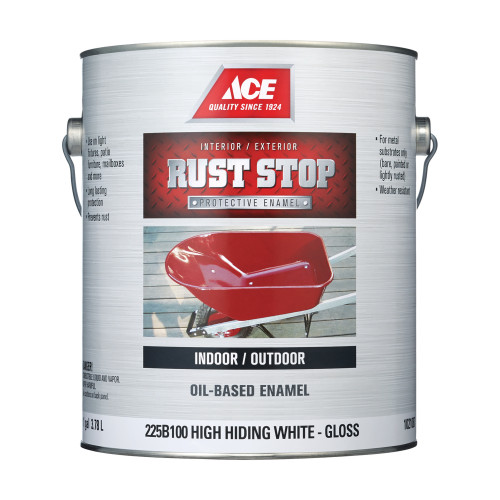 Ace Rust Stop Indoor/Outdoor Gloss High-Hiding White Oil-Based Enamel Rust Preventative Paint 1 gal
