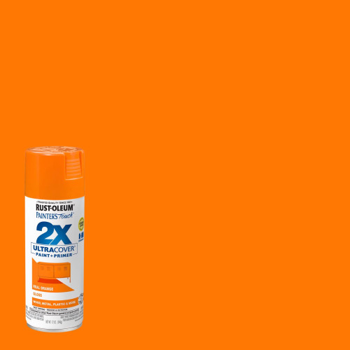 Rust-Oleum Painter's Touch 2X Ultra Cover Gloss Real Orange Paint+Primer Spray Paint 12 oz