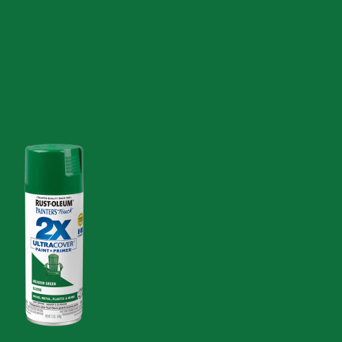 Rust-Oleum Painter's Touch 2X Ultra Cover Gloss Meadow Green Paint+Primer Spray Paint 12 oz
