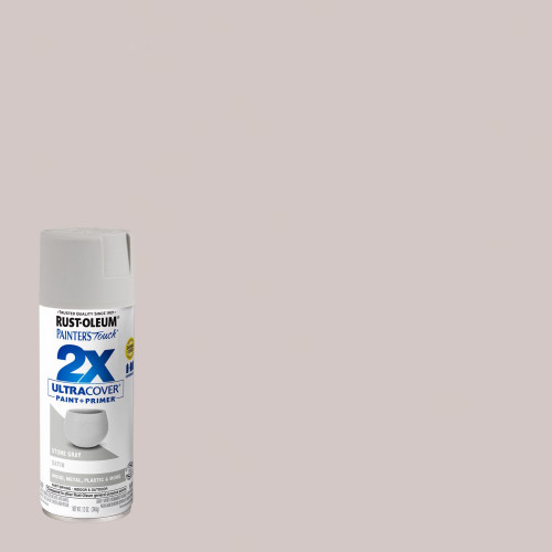 Rust-Oleum Painter's Touch 2X Ultra Cover Satin Stone Gray Paint+Primer Spray Paint 12 oz
