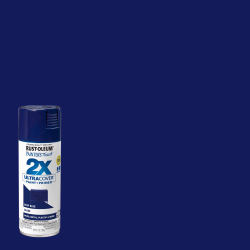 Rust-Oleum Painter's Touch 2X Ultra Cover Gloss Navy Blue Paint+Primer Spray Paint 12 oz