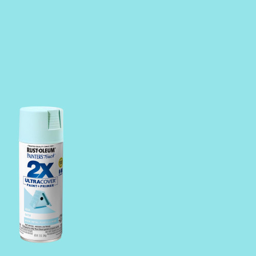 Rust-Oleum Painter's Touch 2X Ultra Cover Satin Aqua Paint+Primer Spray Paint 12 oz