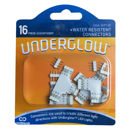 Continu-us Underglow White Plug-In LED Tape Light Connector 16 pk
