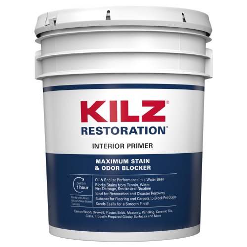 KILZ Restoration White Flat Water-Based Acrylic Modified Epoxy Stain and Odor Blocking Primer 5 gal