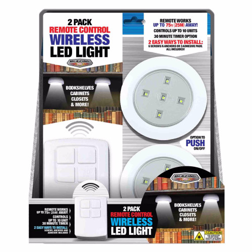 Blazing LEDz White Battery Powered LED Puck Light 2 pk