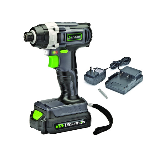 Genesis 20V 1/4 in. Cordless Impact Driver Kit (Battery & Charger)