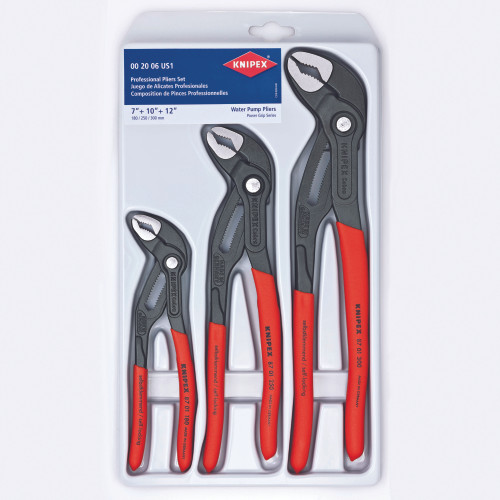 Knipex 3 pc Chrome Vanadium Steel Water Pump Pliers Set