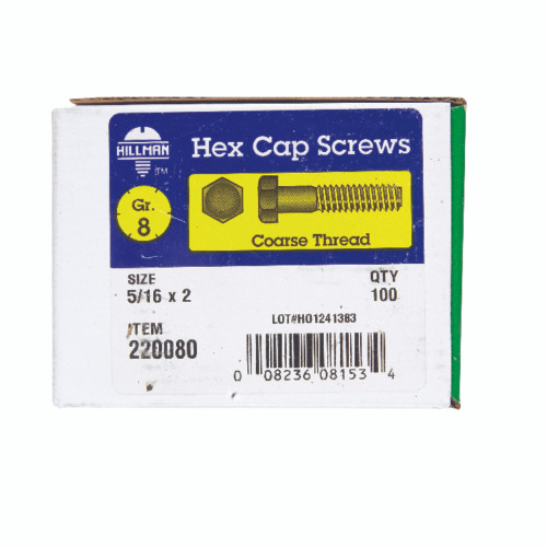 Hillman 5/16 in. D X 2 in. L Heat Treated Steel Hex Head Cap Screw 100 pk