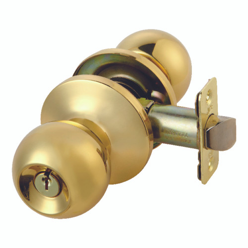 Ace Ball Polished Brass Entry Lockset 1-3/4 in.