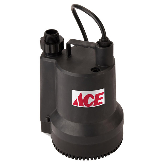 Ace 1/6 HP 1680 gph Thermoplastic Switchless Switch AC Utility Pump