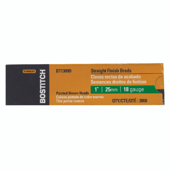 Bostitch 1 in. 18 Ga. Straight Strip Coated Brad Nails 3000 pk