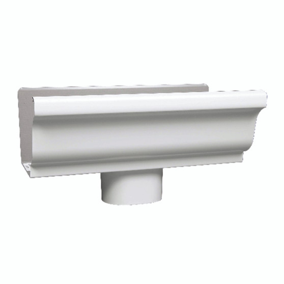 Amerimax 3.5 in. H X 5 in. W X 10 in. L White Aluminum K End w/Drop