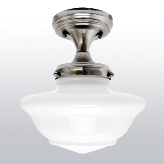 Design House Schoolhouse 10 in. H X 8.8 in. W X 8.8 in. L Satin Nickel Ceiling Fixture